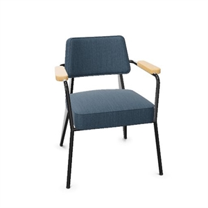 Silla de Comedor Vitra Fauteuil Tress Steel Blue Melange/Natural Oak/Over Negro