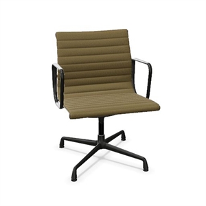 Silla de Oficina Vitra Aluminio EA 108 con Asiento Giratorio Hopsak (mostaza, Gris Oscuro y Negro Intenso)