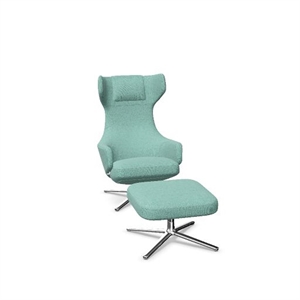 Sillón Vitra Grand Repos con Otomana Dumet Azul Pálido/esmeralda/ Cromo