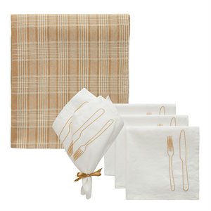 Conjunto Textil Decotique La Tavola & Rita 4 Servilletas + 1 Mantel Blanco/ Beige/ Café con Leche