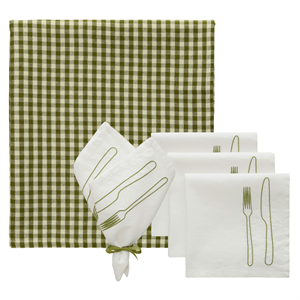 Juego de Té Decotique La Tavola & Oliva 4 Servilletas + 1 Mantel Oliva/ Verde