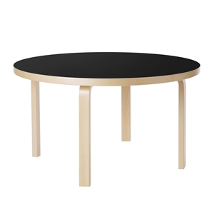 artek Mesa Redonda Aalto 90A 60 cm Abedul/linóleo Negro