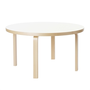 artek Mesa Redonda Aalto 90A 60 cm Abedul/ Laminado Blanco