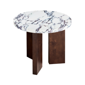 Mesa Auxiliar Decotique Eden Ø50 Piedra Blanco/Roble Oscuro