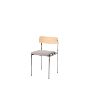 Silla de Comedor Moebe Offset Tapizada en Cromo/roble Lacado/lana Revestida 128