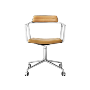 Silla giratoria Vipp 452 con ruedas color camello/cuero