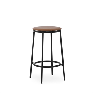 Taburete de Bar Normann Copenhagen Circa H65 Tapizado en Cuero Negro/ Cuero Brandy 41574