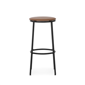 Taburete de Bar Normann Copenhagen Circa H75 Tapizado en Cuero Negro/ Cuero Brandy 41574