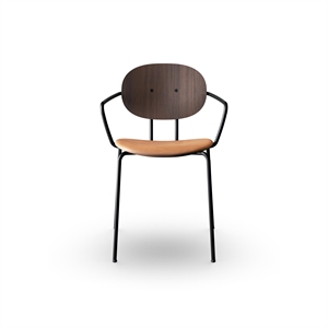 Sibast Furniture Piet Hein Silla de Comedor Negro con Reposabrazos Nuez y Cuero Coñac