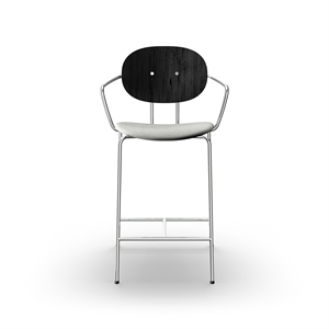 Sibast Furniture Piet Hein Taburete de Bar Cromo con Reposabrazos Roble Negro y Remix 123