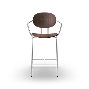 Sibast Furniture Piet Hein Taburete de bar Cromo con reposabrazos Nuez