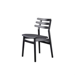 FDB Møbler J48 Silla de Comedor Roble Lacado Negro/ Cuero Negro