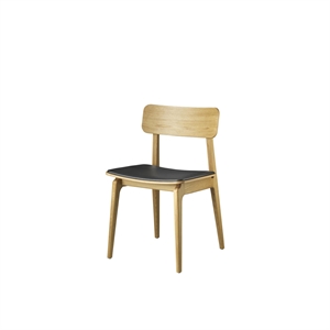 FDB Møbler J175 Åstrup Silla de Comedor Roble Lacado/ Cuero Negro