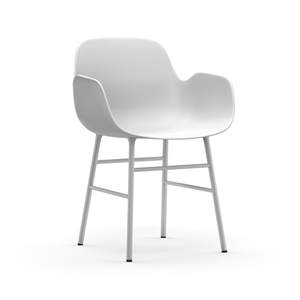 Silla de Comedor Normann Copenhagen Form con Reposabrazos Blanco/ Acero Blanco