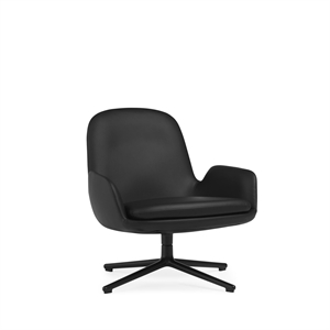 Normann Copenhagen Era Sillón Bajo con Giratorio Aluminio Negro/Cuero Negro 41599