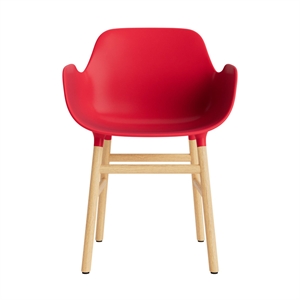 Silla de Comedor Normann Copenhagen Form con Reposabrazos Rojo Brillante/roble