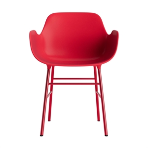 Silla de Comedor Normann Copenhagen Form con Reposabrazos Rojo Brillante/acero