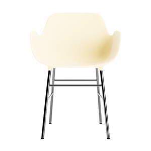 Silla de Comedor Normann Copenhagen con Reposabrazos en Forma de Crema/ Cromo