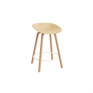 Taburete de bar Normann Copenhagen Mate de 65 cm en madera de haya/ Crema/cáñamo