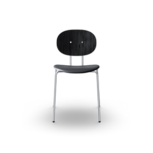 Sibast Furniture Piet Hein Silla de Comedor Cromo Roble Negro y Cuero Negro