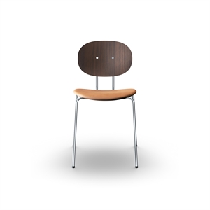 Sibast Furniture Silla de comedor Piet Hein de Nuez Cromo y cuero coñac