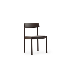 Silla de comedor Normann Copenhagen Timb tapizada en cuero Marrón/chocolate