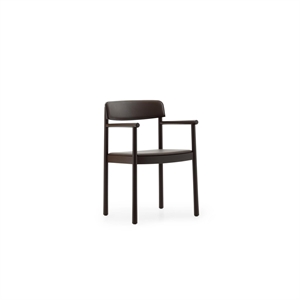 Silla de comedor Normann Copenhagen Timb con reposabrazos tapizada en cuero Marrón/chocolate