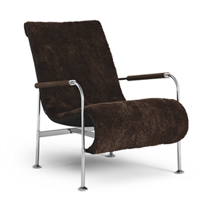 Sillón Swedese Serpentine Cromo/ piel de oveja espresso/roble oscuro