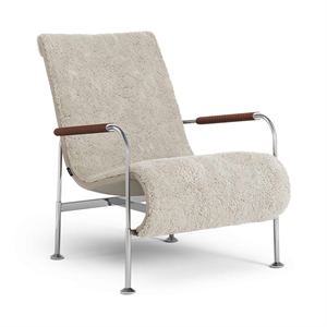 Sillón Swedese Serpentine Cromo/ Piel de oveja Moonlight/Cognac 8632