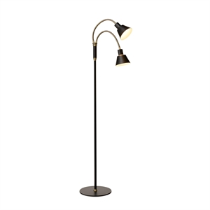 Lámpara de Pie Halo Design Space de 2 Brazos LED, Color Negro Antiguo