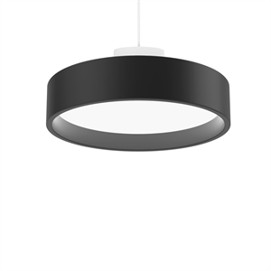 Lámpara Colgante Circular Louis Poulsen LP con Difusor de Ópalo, Diámetro 26, 3000 K, Interruptor Dali, Negro Tenue