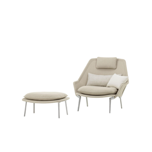 Sillón y Otomana Vitra Slow Beige/ Crema/ Cromo