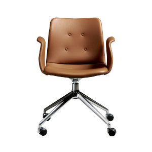 Silla de Comedor Bent Hansen Primum de 4 Estrellas con Asiento Giratorio y Ruedas, Acero pulido/Zenso 3 223