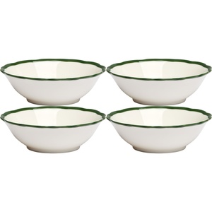 Cuenco Decotique Fleur de 15 Cm, Juego de 4, Blanco/ Verde Oscuro