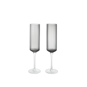 Copa de Champán Ferm Living Ripple de 15 Cl, Juego de 2, Gris Ahumado