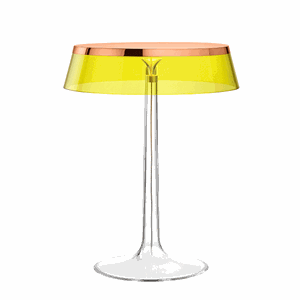 Flos Bon Jour Table Lamp Copper Frame and yellow shade