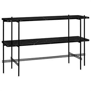 GUBI TS Mesa Consola H72 cm con 2 Estantes en Mármol Negro Marquina