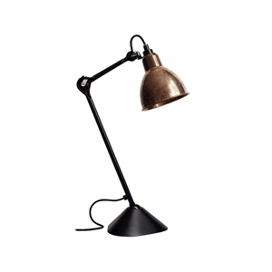 Lampe Gras N205 Lámpara de Mesa Negro Mate/Cobre Natural