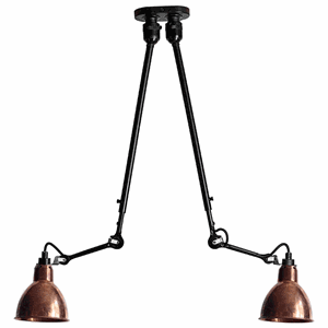 Lampe Gras N302 ceiling lamp Double mat black & raw copper