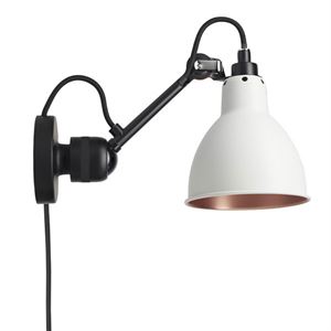Lampe Gras N304 Lámpara de Pared Con Cable Negro mate/Blanco/Cobre