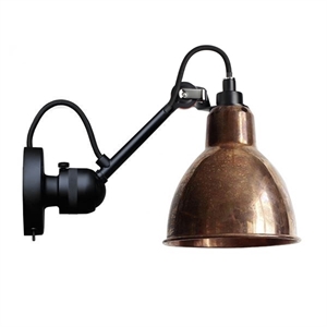 Lampe Gras N304 Lámpara de Pared Con Interruptor Negro mate/Cobre Natural