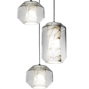 Lee Broom Chamber Light 3 Piezas Lámpara Colgante Mármol Carrara/Cristal