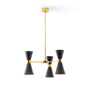 Stilnovo Megafono Lámpara Colgante 6 Oro/ Negro/Marfil