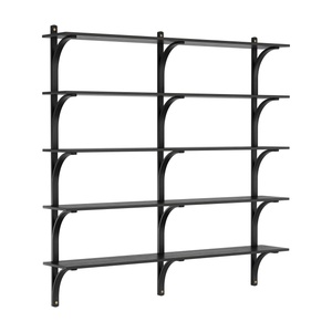 Estantería Sueca Levi de 180 cm y 5 Estantes, Latón/fresno Teñido en Negro