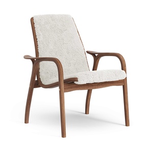 Sillón Laminado Sueco Lacado en Nuez/ Marfil/piel de Oveja