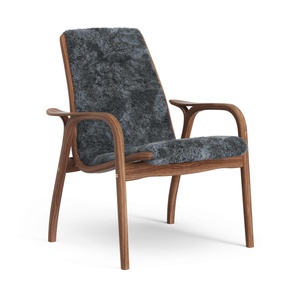 Sillón Laminado Sueco Lacado en Nuez/carbón/piel de Oveja