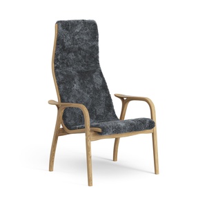 Sillón Lamino Sueco Alto de Roble Aceitado/carbón/piel de Oveja