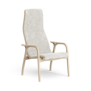 Sillón Alto Laminado Sueco Lamino en Haya Lacada/ Marfil/piel de Oveja