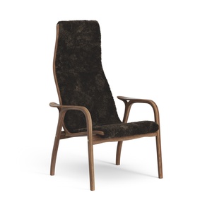 Sillón Alto Laminado Sueco Lamino en Nuez/espresso/piel de Oveja