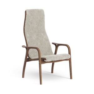 Sillón Lamino Alto Lacado Nuez/Moonlight/Piel de Oveja